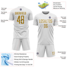 Load image into Gallery viewer, Custom White Old Gold Sublimation Soccer Uniform Jersey