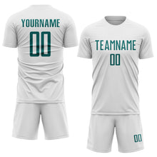Charger l'image dans la galerie, Custom White Teal Sublimation Soccer Uniform Jersey