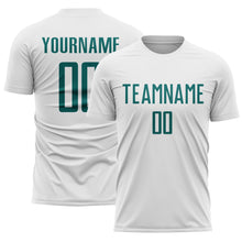 Charger l'image dans la galerie, Custom White Teal Sublimation Soccer Uniform Jersey