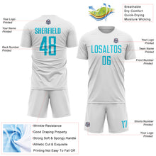 Laden Sie das Bild in den Galerie-Viewer, Custom White Lakes Blue Sublimation Soccer Uniform Jersey