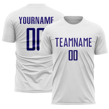 Загрузить изображение в средство просмотра галереи, Custom White Dark Purple Sublimation Soccer Uniform Jersey