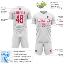 Charger l'image dans la galerie, Custom White Neon Pink Sublimation Soccer Uniform Jersey