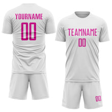 Laden Sie das Bild in den Galerie-Viewer, Custom White Deep Pink Sublimation Soccer Uniform Jersey