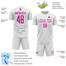 Laden Sie das Bild in den Galerie-Viewer, Custom White Deep Pink Sublimation Soccer Uniform Jersey