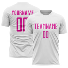 Laden Sie das Bild in den Galerie-Viewer, Custom White Deep Pink Sublimation Soccer Uniform Jersey
