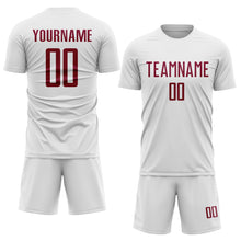 Charger l'image dans la galerie, Custom White Maroon Sublimation Soccer Uniform Jersey