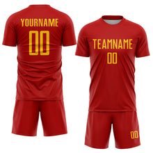Load image into Gallery viewer, Custom Red Yellow Sublimation Soccer Uniform Jersey