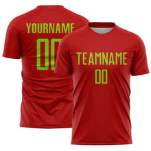 Laden Sie das Bild in den Galerie-Viewer, Custom Red Neon Green Sublimation Soccer Uniform Jersey