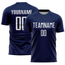 Load image into Gallery viewer, Custom Navy White Sublimation Soccer Uniform Jersey