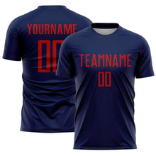 Laden Sie das Bild in den Galerie-Viewer, Custom Navy Red Sublimation Soccer Uniform Jersey