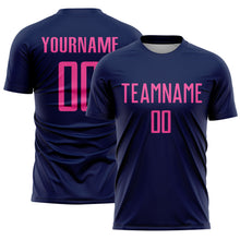 Load image into Gallery viewer, Custom Navy Pink Sublimation Soccer Uniform Jersey