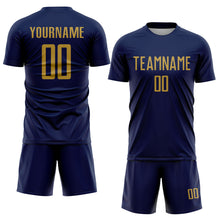 Laden Sie das Bild in den Galerie-Viewer, Custom Navy Old Gold Sublimation Soccer Uniform Jersey