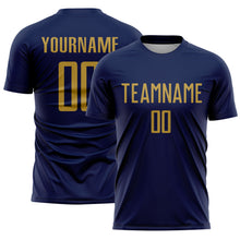 Laden Sie das Bild in den Galerie-Viewer, Custom Navy Old Gold Sublimation Soccer Uniform Jersey