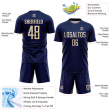 Laden Sie das Bild in den Galerie-Viewer, Custom Navy Cream Sublimation Soccer Uniform Jersey