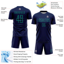 Laden Sie das Bild in den Galerie-Viewer, Custom Navy Teal Sublimation Soccer Uniform Jersey
