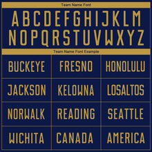 Laden Sie das Bild in den Galerie-Viewer, Custom Navy Old Gold Sublimation Soccer Uniform Jersey