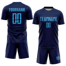Laden Sie das Bild in den Galerie-Viewer, Custom Navy Sky Blue Sublimation Soccer Uniform Jersey