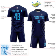 Laden Sie das Bild in den Galerie-Viewer, Custom Navy Sky Blue Sublimation Soccer Uniform Jersey