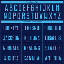 Laden Sie das Bild in den Galerie-Viewer, Custom Navy Sky Blue Sublimation Soccer Uniform Jersey