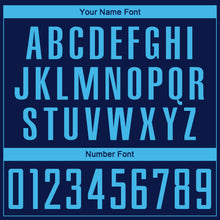 Laden Sie das Bild in den Galerie-Viewer, Custom Navy Sky Blue Sublimation Soccer Uniform Jersey