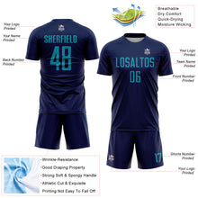 Laden Sie das Bild in den Galerie-Viewer, Custom Navy Teal Sublimation Soccer Uniform Jersey