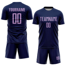 Laden Sie das Bild in den Galerie-Viewer, Custom Navy Light Purple Sublimation Soccer Uniform Jersey