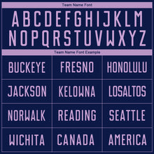 Laden Sie das Bild in den Galerie-Viewer, Custom Navy Light Purple Sublimation Soccer Uniform Jersey