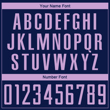 Laden Sie das Bild in den Galerie-Viewer, Custom Navy Light Purple Sublimation Soccer Uniform Jersey