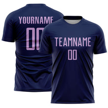 Laden Sie das Bild in den Galerie-Viewer, Custom Navy Light Purple Sublimation Soccer Uniform Jersey
