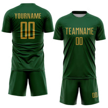 Charger l'image dans la galerie, Custom Green Old Gold Sublimation Soccer Uniform Jersey