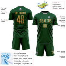 Charger l'image dans la galerie, Custom Green Old Gold Sublimation Soccer Uniform Jersey