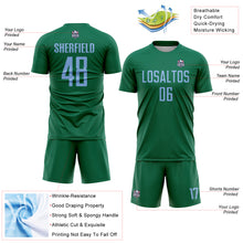 Charger l'image dans la galerie, Custom Kelly Green Light Blue Sublimation Soccer Uniform Jersey