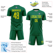 Charger l'image dans la galerie, Custom Kelly Green Light Yellow Sublimation Soccer Uniform Jersey