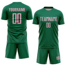 Charger l'image dans la galerie, Custom Kelly Green Light Pink Sublimation Soccer Uniform Jersey