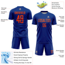 Load image into Gallery viewer, Custom Royal Orange Sublimation Soccer Uniform Jersey