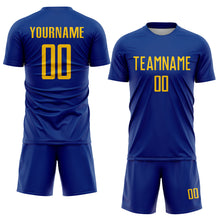 Laden Sie das Bild in den Galerie-Viewer, Custom Royal Yellow Sublimation Soccer Uniform Jersey