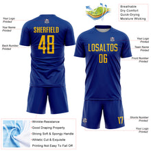 Laden Sie das Bild in den Galerie-Viewer, Custom Royal Yellow Sublimation Soccer Uniform Jersey