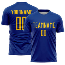 Laden Sie das Bild in den Galerie-Viewer, Custom Royal Yellow Sublimation Soccer Uniform Jersey