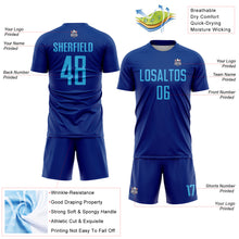 Laden Sie das Bild in den Galerie-Viewer, Custom Royal Sky Blue Sublimation Soccer Uniform Jersey
