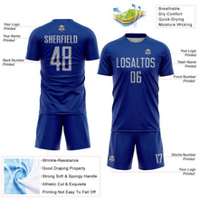 Laden Sie das Bild in den Galerie-Viewer, Custom Royal Gray Sublimation Soccer Uniform Jersey