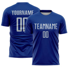 Laden Sie das Bild in den Galerie-Viewer, Custom Royal Gray Sublimation Soccer Uniform Jersey