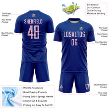 Laden Sie das Bild in den Galerie-Viewer, Custom Royal Light Pink Sublimation Soccer Uniform Jersey