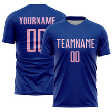 Laden Sie das Bild in den Galerie-Viewer, Custom Royal Light Pink Sublimation Soccer Uniform Jersey