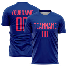 Load image into Gallery viewer, Custom Royal Neon Pink Sublimation Soccer Uniform Jersey