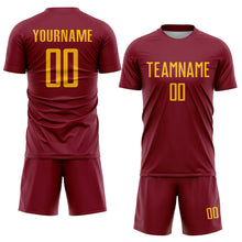 Load image into Gallery viewer, Custom Crimson Gold Sublimation Soccer Uniform Jersey