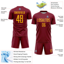 Load image into Gallery viewer, Custom Crimson Gold Sublimation Soccer Uniform Jersey