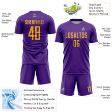 Charger l'image dans la galerie, Custom Purple Gold Sublimation Soccer Uniform Jersey