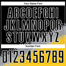 Laden Sie das Bild in den Galerie-Viewer, Custom Black Gray-Yellow Gradient Geometric Shape Sublimation Soccer Uniform Jersey