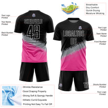 Laden Sie das Bild in den Galerie-Viewer, Custom Black Gray-Pink Gradient Geometric Shape Sublimation Soccer Uniform Jersey