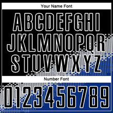 Laden Sie das Bild in den Galerie-Viewer, Custom Black Gray-Royal Gradient Geometric Shape Sublimation Soccer Uniform Jersey